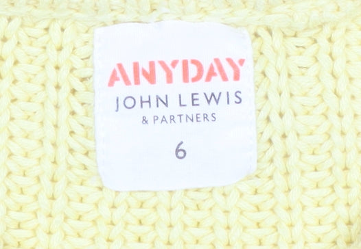 John Lewis Anyday Girls Yellow Cotton Acrylic Button Cardigan Age 6