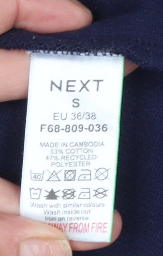 Next Women Blue Cotton Blend Crew Neck Jumper Size S