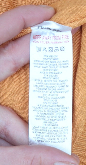 French Connection Women's Orange Crew Neck Viscose Knit Jumper Size S