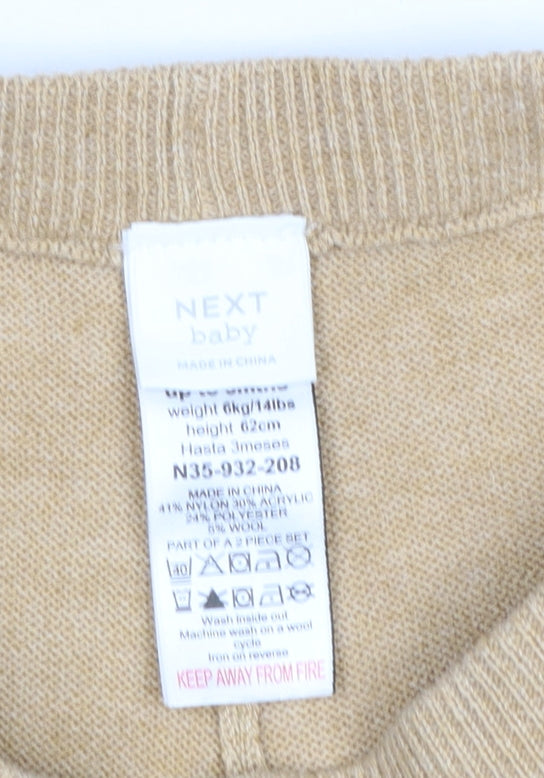 Next Baby Beige Knit Shorts 0-3 Months Unisex Soft Elastic Waist
