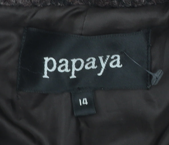 Papaya Women Brown Wool Blend Button Overcoat Size 14