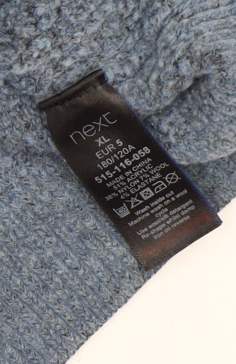 Next Men's Blue Colour Block Wool Blend Crew Neck Jumper XL