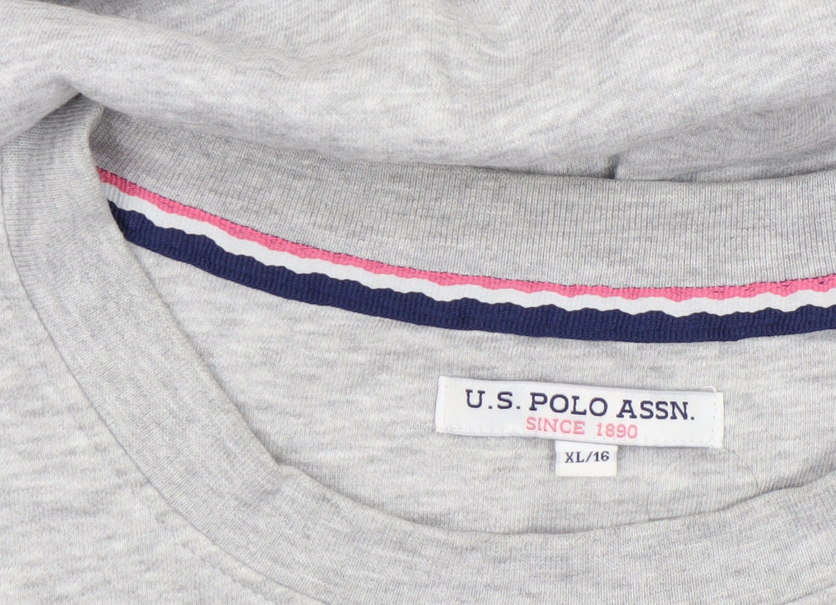 U.S. Polo Assn. Women's Grey Marl XL Pullover Sweatshirt