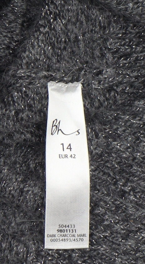 BHS Women’s Grey Roll Neck Alpaca Blend Jumper Size 14
