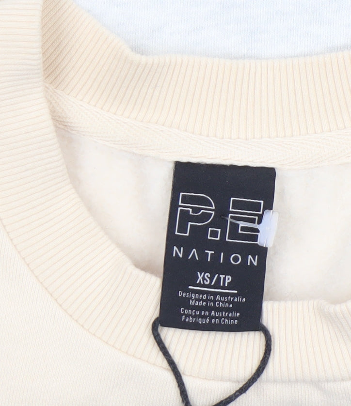 P.E Nation Women's Beige & Grey Colourblock Crew Neck Pullover Sweatshirt XS