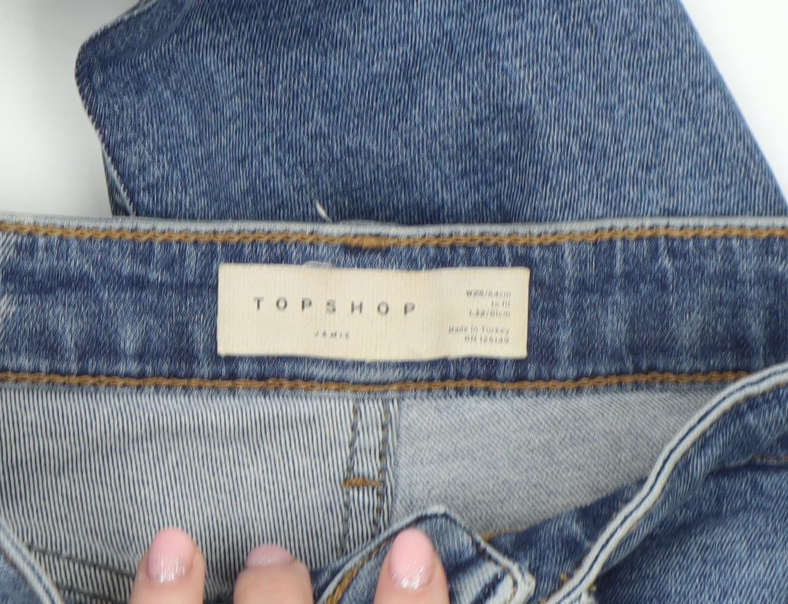 Topshop Jamie Women's Blue Distressed Skinny Jeans Size 28