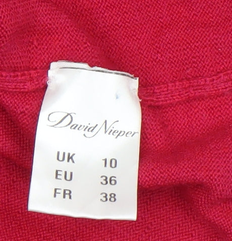 David Nieper Women's Red Roll Neck Merino Wool Jumper Size 10