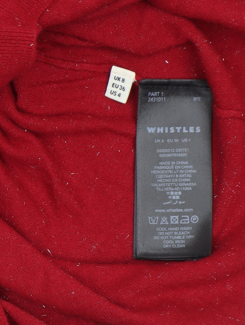Whistles Women Red Knit Crew Neck Long Sleeve Jumper Size 8