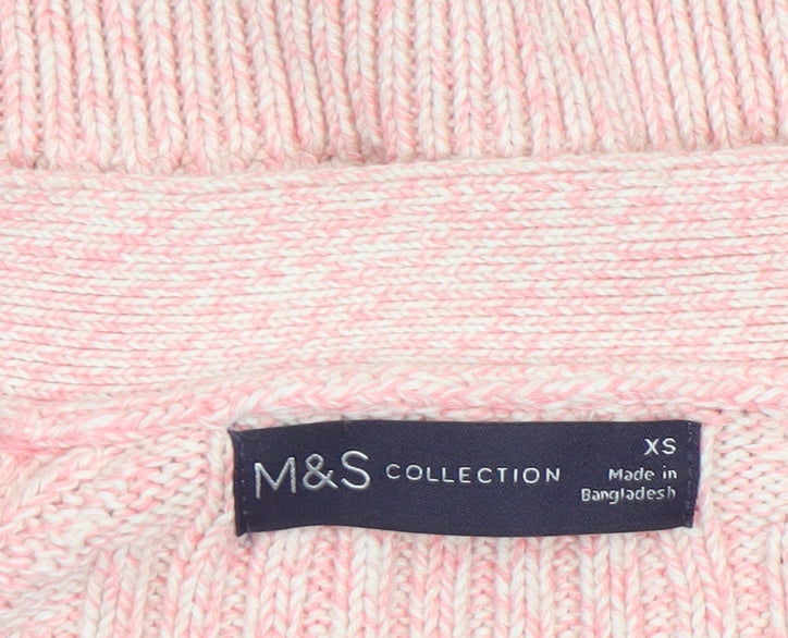 Marks & Spencer Womens Pink XS Rib Knit Button Cardigan