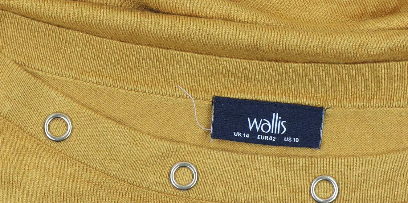 Wallis Women’s Yellow Boat Neck Studded Long Sleeve Pullover Jumper UK 14