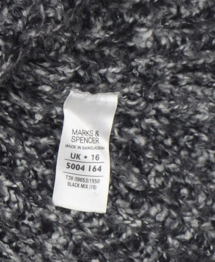 Marks & Spencer Women’s Black Mix Knit Cardigan Size 16 Acrylic