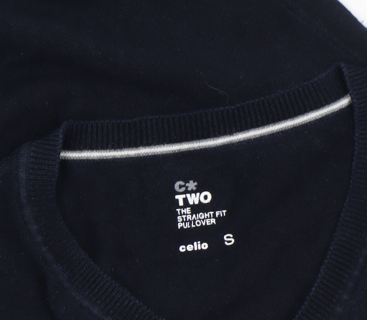 Celio Men’s Black V-Neck Cotton Pullover Jumper Size S