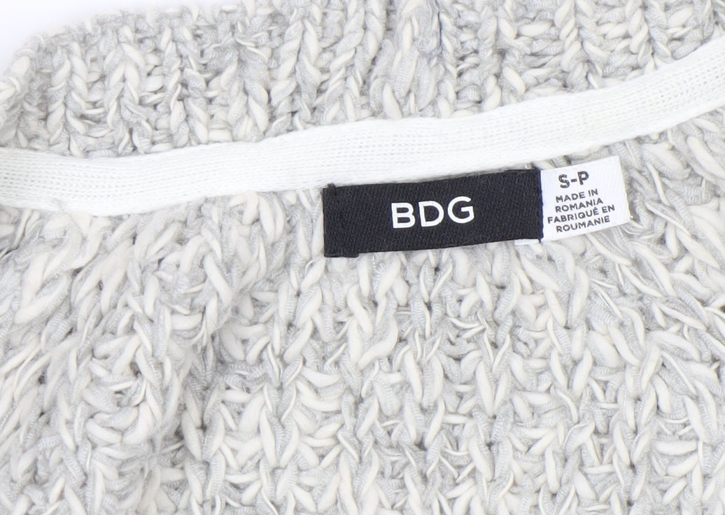 BDG Women's Grey Chunky Knit Open Cardigan Size S