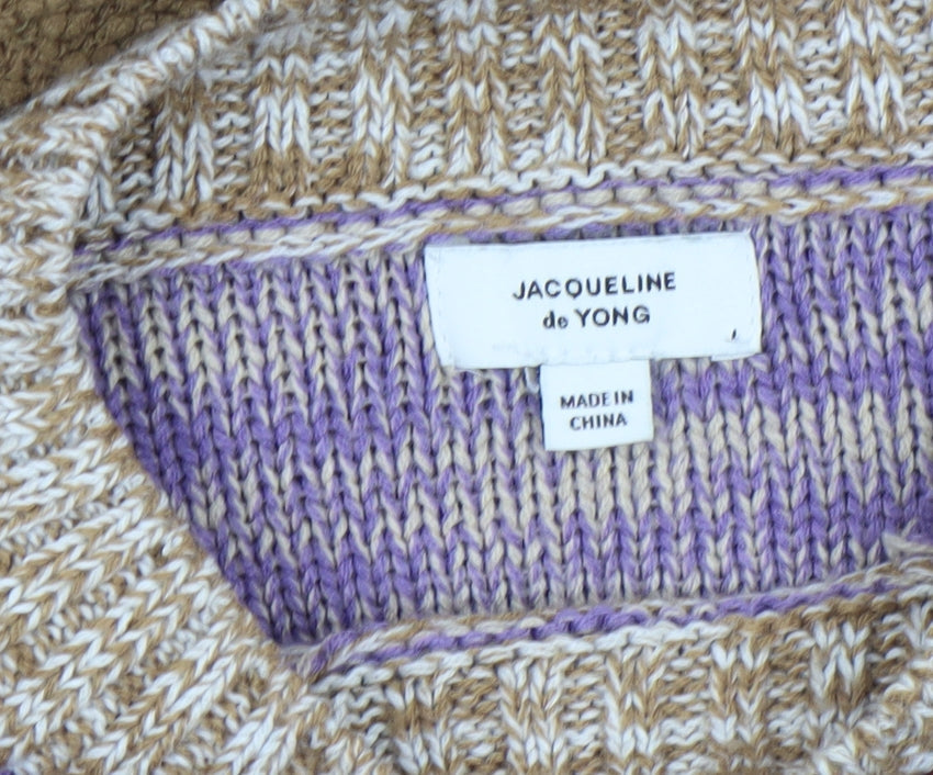 Jacqueline de Yong Womens Multicoloured Striped High Neck Jumper Size M
