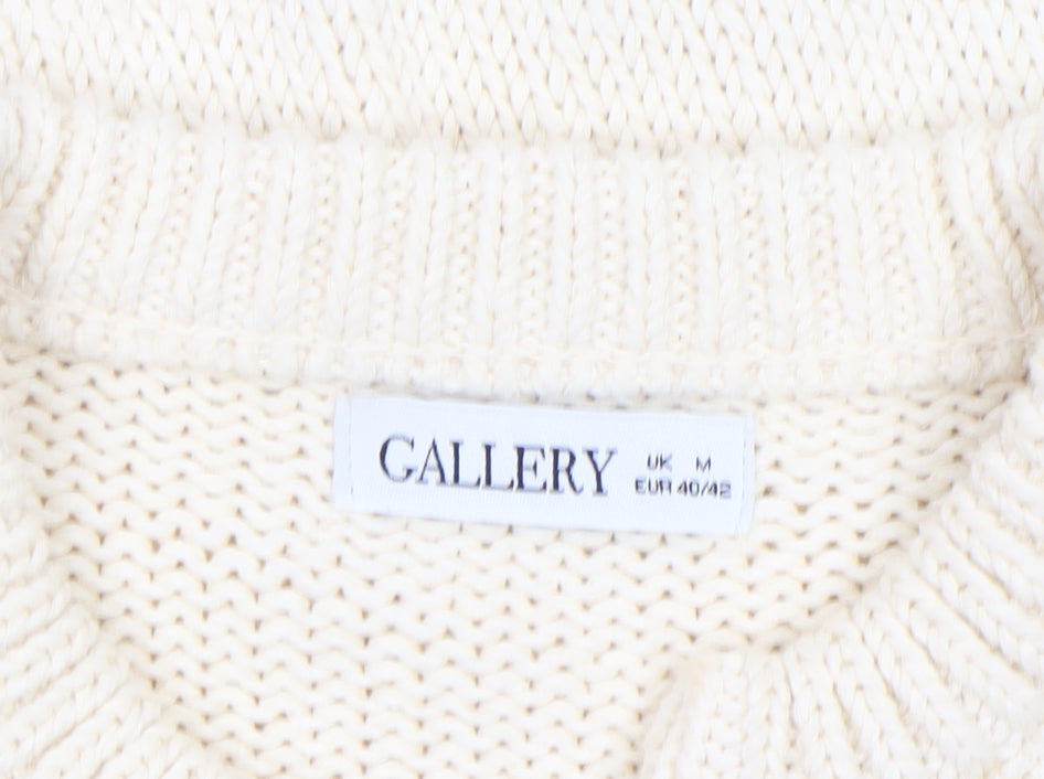 Gallery Women's Ivory Cable-Knit Sleeveless Vest Jumper M