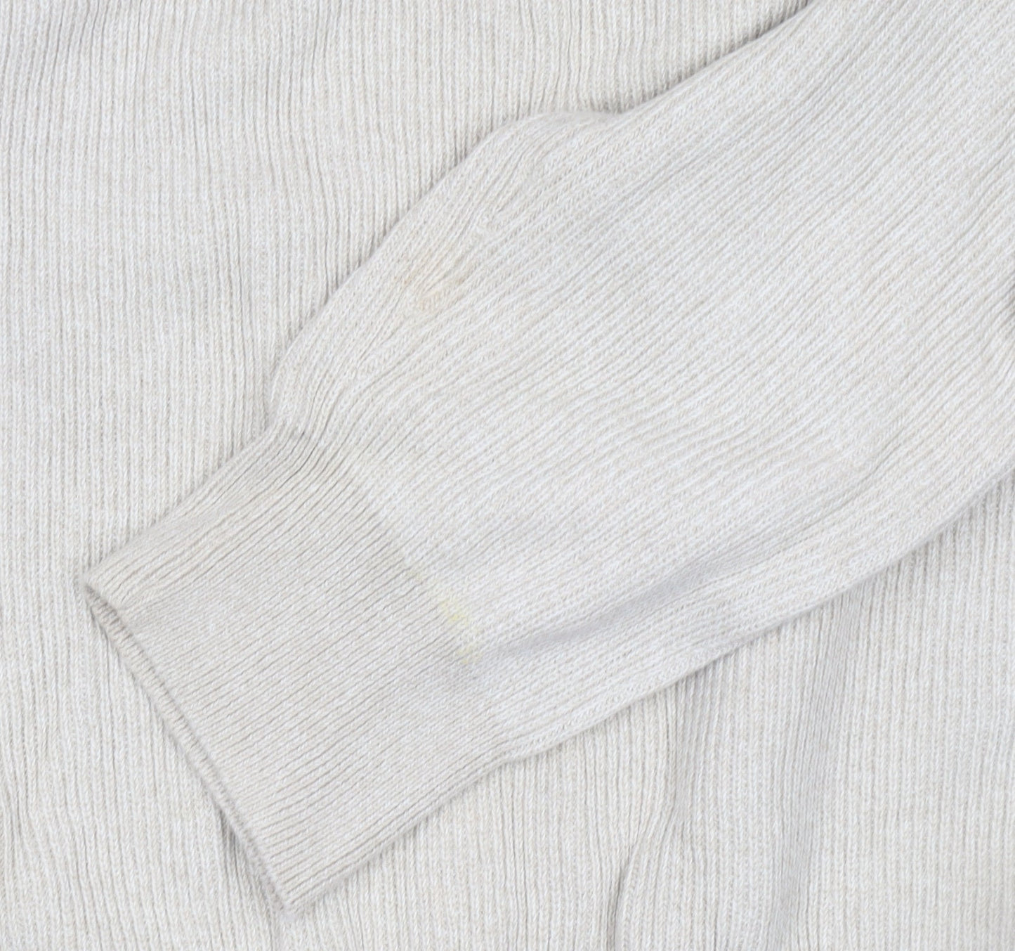 George Men's Beige XL Cotton 1/4 Zip Long Sleeve Polo