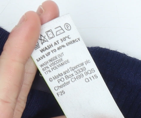Marks & Spencer Women’s Blue V-Neck Long Sleeve Pullover Jumper Size 14