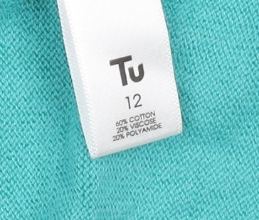 Tu Women’s Green Short Sleeve Open Knit Cardigan Size 12