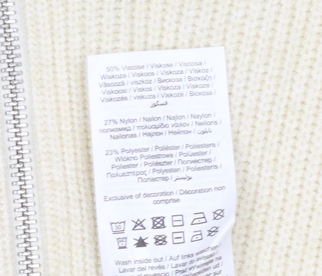 Vila Women Ivory Sleeveless High Neck Zip Knit Vest Jumper Size 8