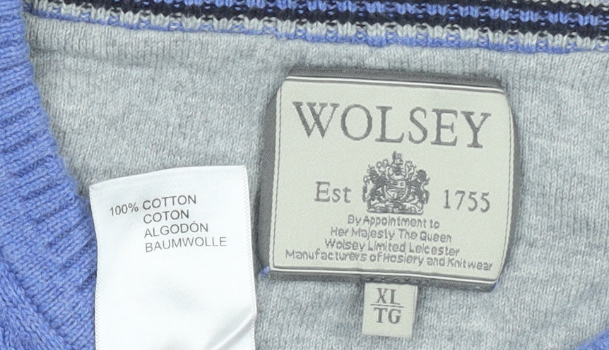 Wolsey Men's Blue Cotton Crew Neck Jumper XL Pullover Knit