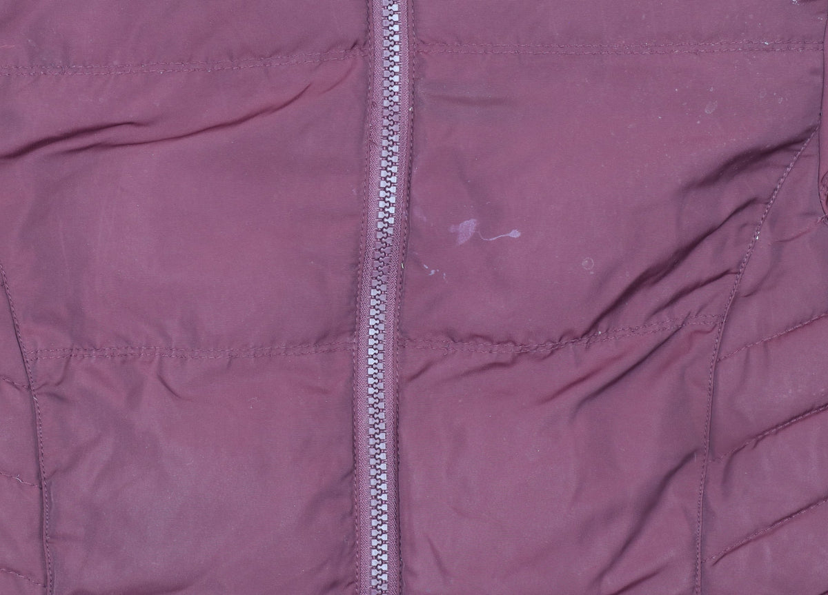 SoulCal Womens Red Hooded Fur Trim Puffer Jacket Size 10