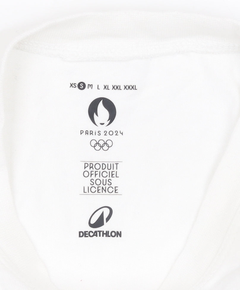 Decathlon Paris 2024 Men's White Crew Neck Short Sleeve T-Shirt Size S