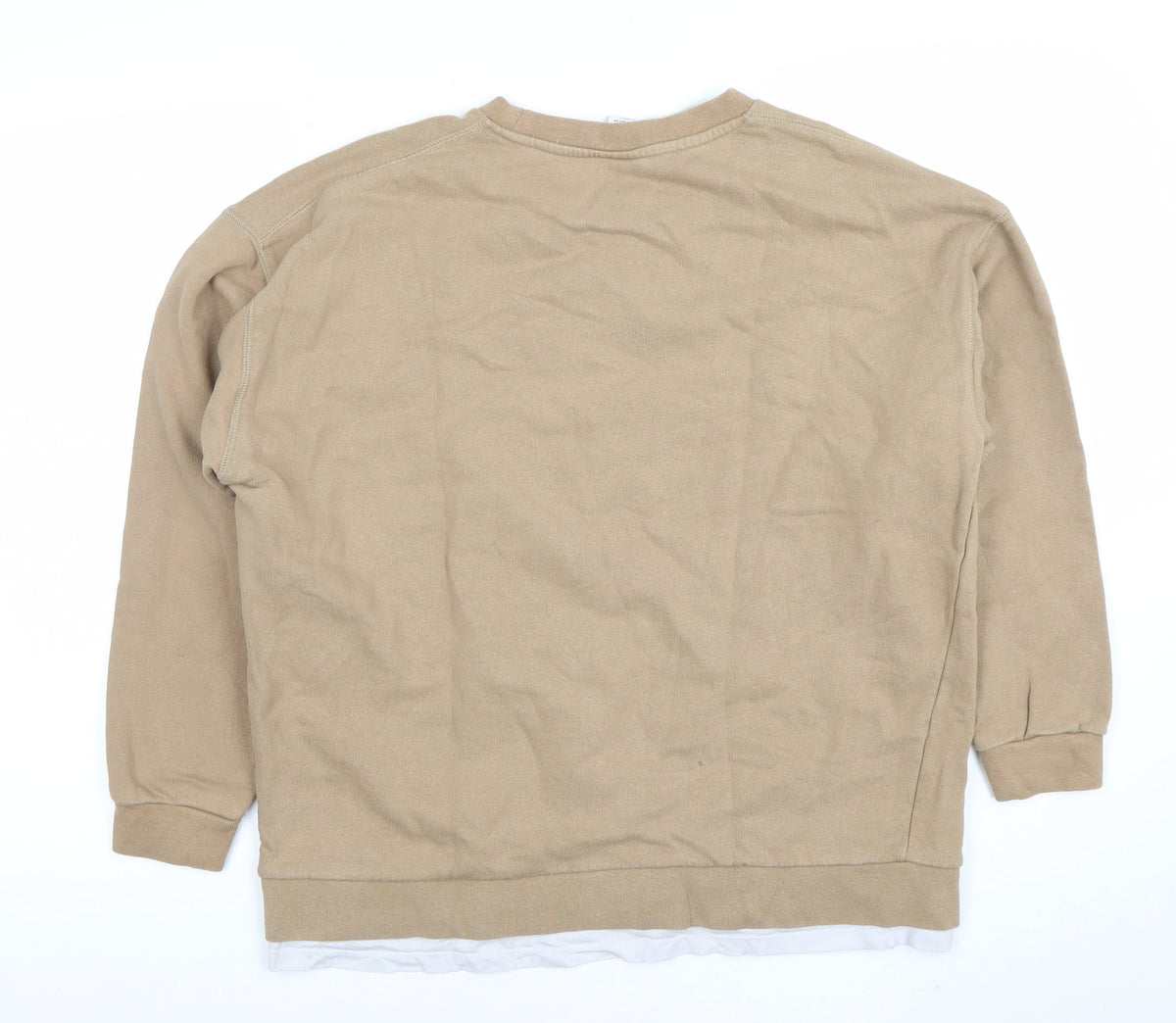 Zara Women Beige Cotton Pullover Sweatshirt Size M Regular Fit