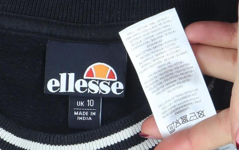 Ellesse Womens Black UK 10 Crew Neck Pullover Sweatshirt