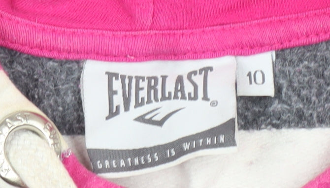 Everlast Womens Pink Stripe Pullover Hoodie Size 10 Cotton Blend