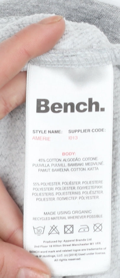 Bench Womens Grey Cropped Hoodie Size M UK 12 Pullover