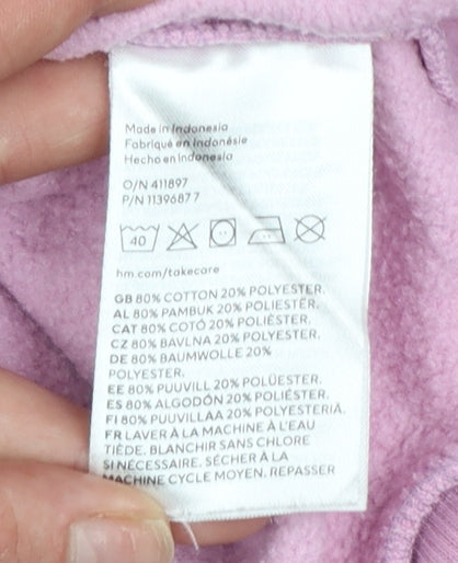 H&M Girls Pink Cotton Blend Crew Neck Pullover Sweatshirt 9-10 Years