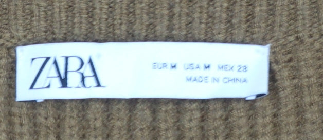ZARA Womens Brown V-Neck Sleeveless Cardigan Size 12