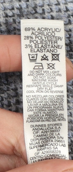 Dunnes Women Grey Check 3/4 Sleeve Open Knit Cardigan M