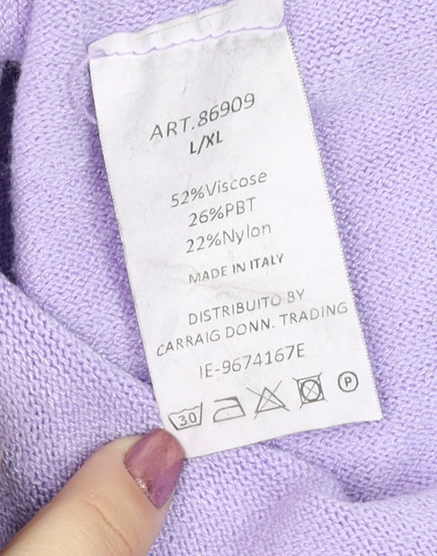 Pala D’Oro Women’s Purple V-Neck Long Sleeve Pullover Jumper L/XL