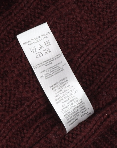 CENTERED Men Red & Grey Cable-Knit Jumper L Crew Neck Pullover