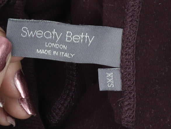 Sweaty Betty Womens Burgundy XXS Pullover Hoodie Cotton Blend