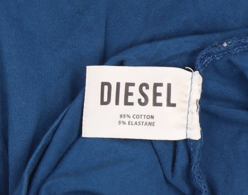 Diesel Men Blue Crew Neck Regular Fit Short Sleeve T-Shirt Size M