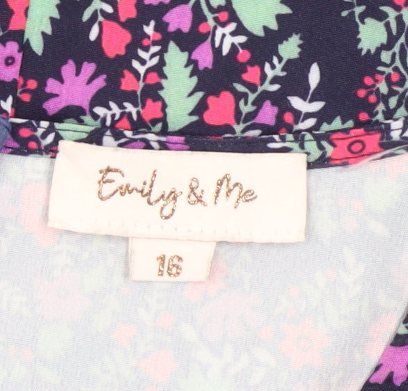 Emily & Me Women's Multicoloured Floral A-Line Dress Size 16