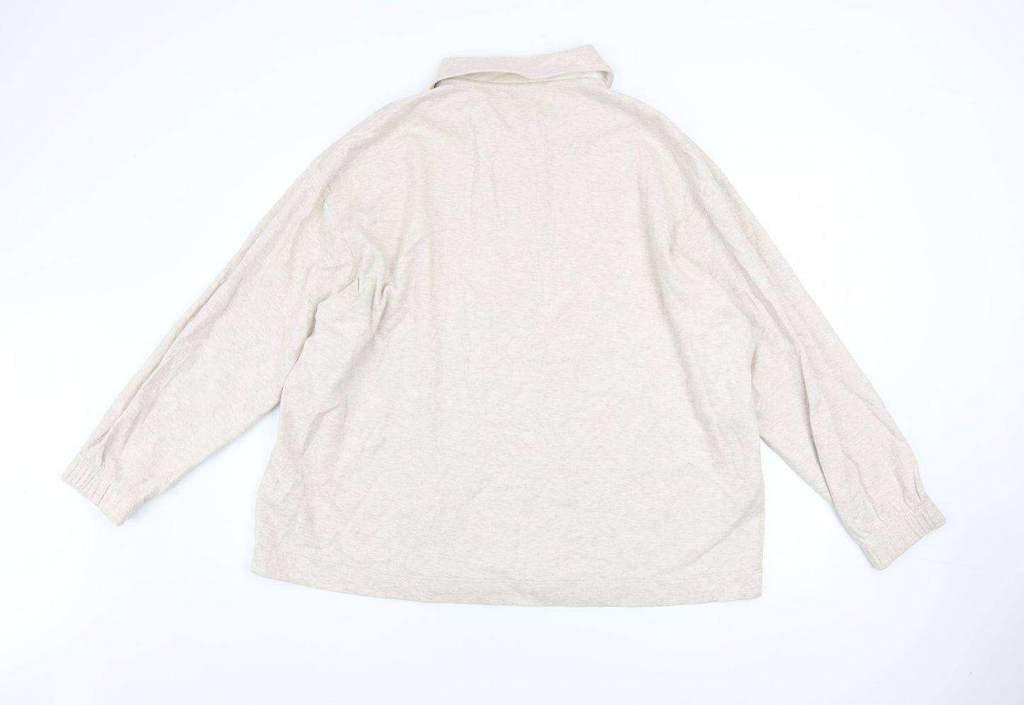 Marks & Spencer Men's Beige 2XL Henley Cotton Sweatshirt