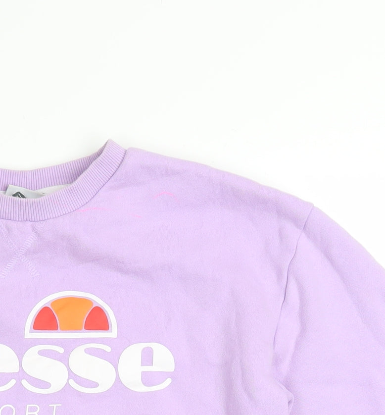 Ellesse Women's Purple Logo Crew Neck Sweatshirt UK 8