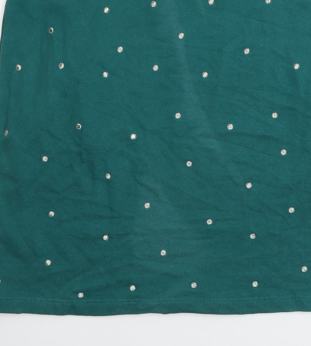 FatFace Women's Green Beaded Long Sleeve Shift Dress Size 18