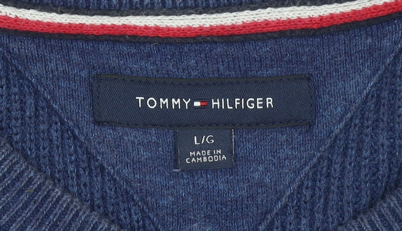 Tommy Hilfiger Men’s Blue Cotton Crew Neck Jumper L