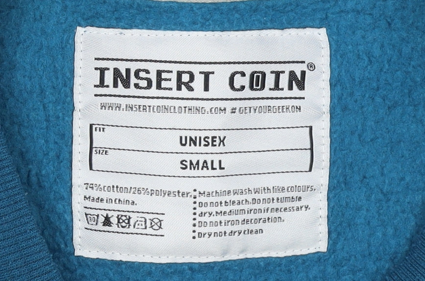 Insert Coin Unisex Blue Graphic Print Pullover Sweatshirt Size S