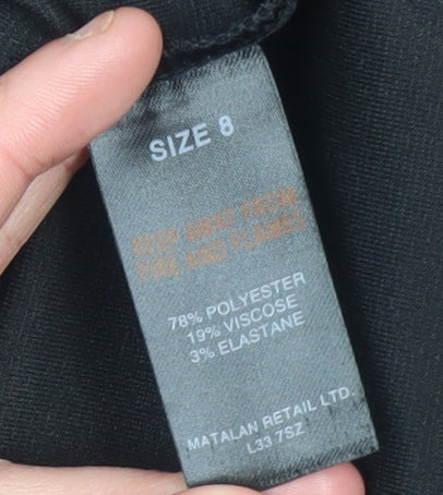 Papaya Women Black Size 8 Shift Zip Knee Length Business Dress