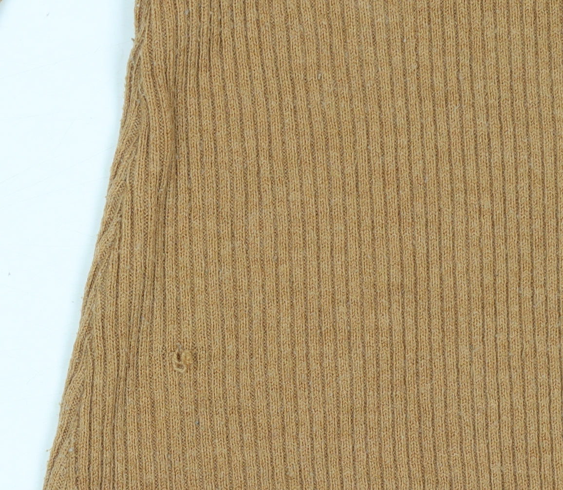 River Island Women’s Beige V-Neck Ribbed Knit Jumper Size 10