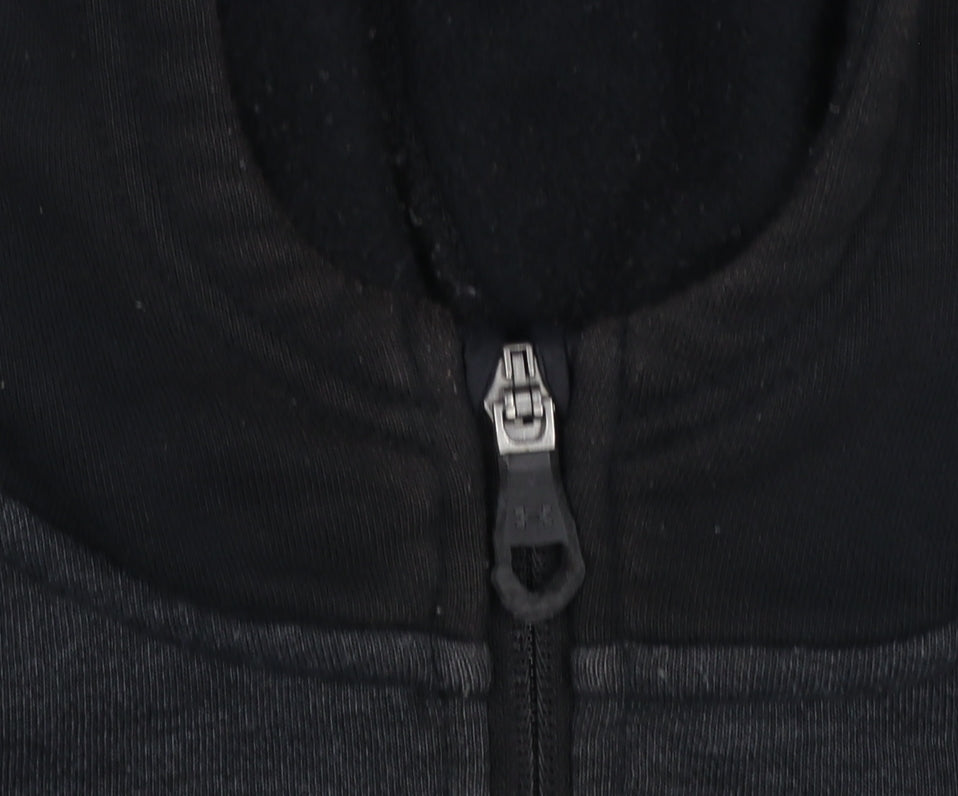 Under Armour Boys Black Full Zip Hoodie 5-6 Years Cotton Blend