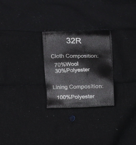 Remus Uomo Men's Blue 32R Slim Fit Wool Blend Dress Trousers