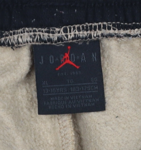 Jordan Boys Beige Joggers XL 13-15 Years Fleece Lined Side Stripe