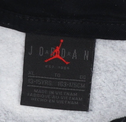 Jordan Boys Black Graphic Pullover Hoodie XL 13-15 Years Fleece