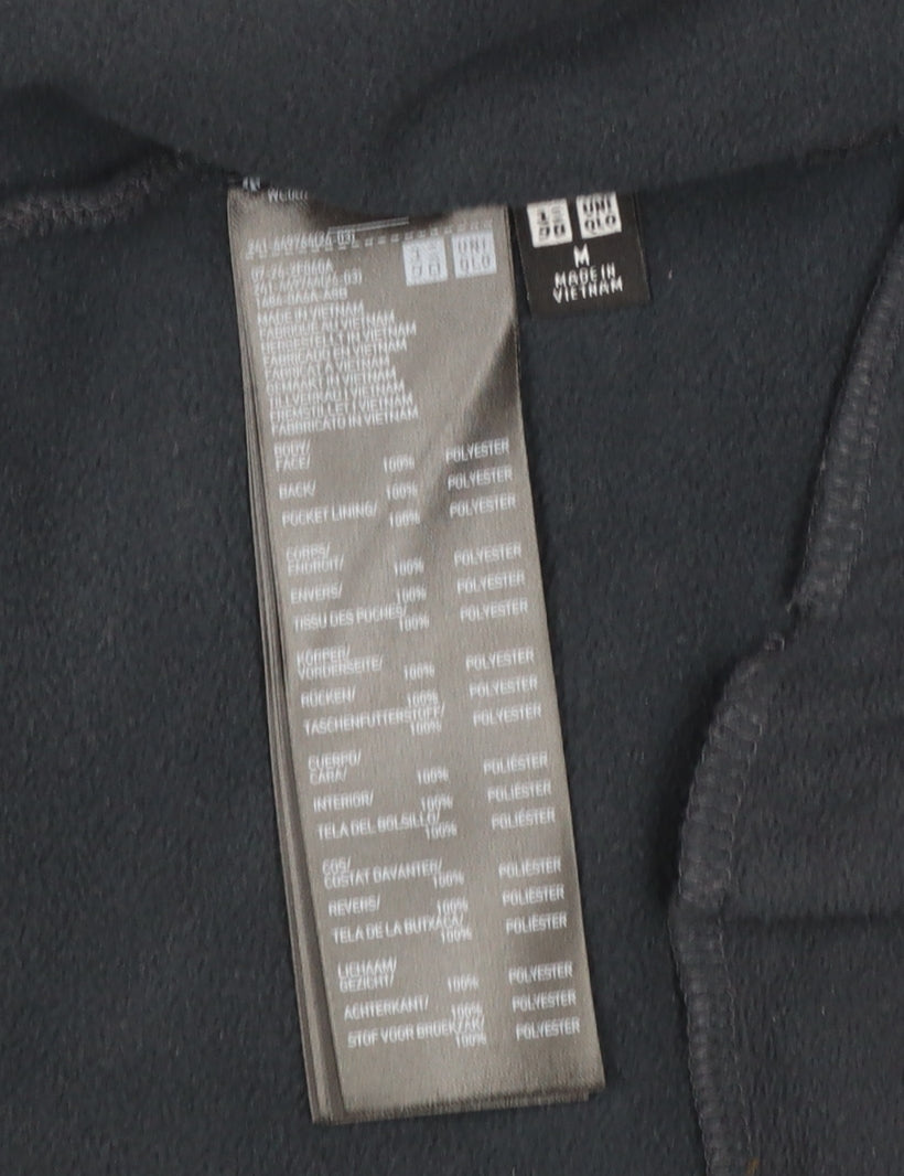 Uniqlo Women's Black Fleece Mid-Length Button Coat Size M